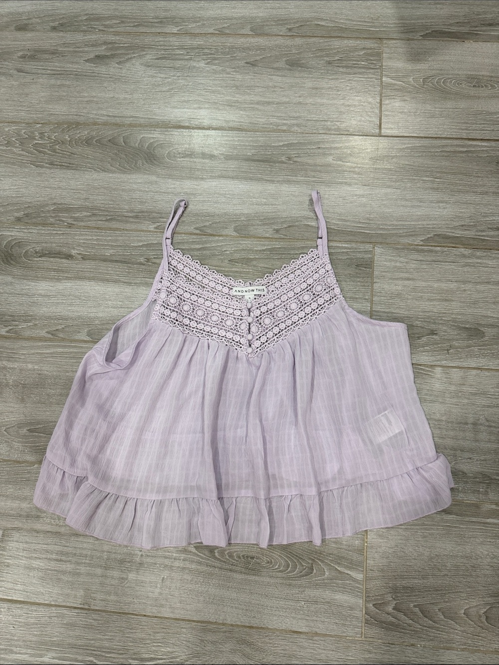 And Now This Crochet Yoke Lavender Tank Top XL Junior
